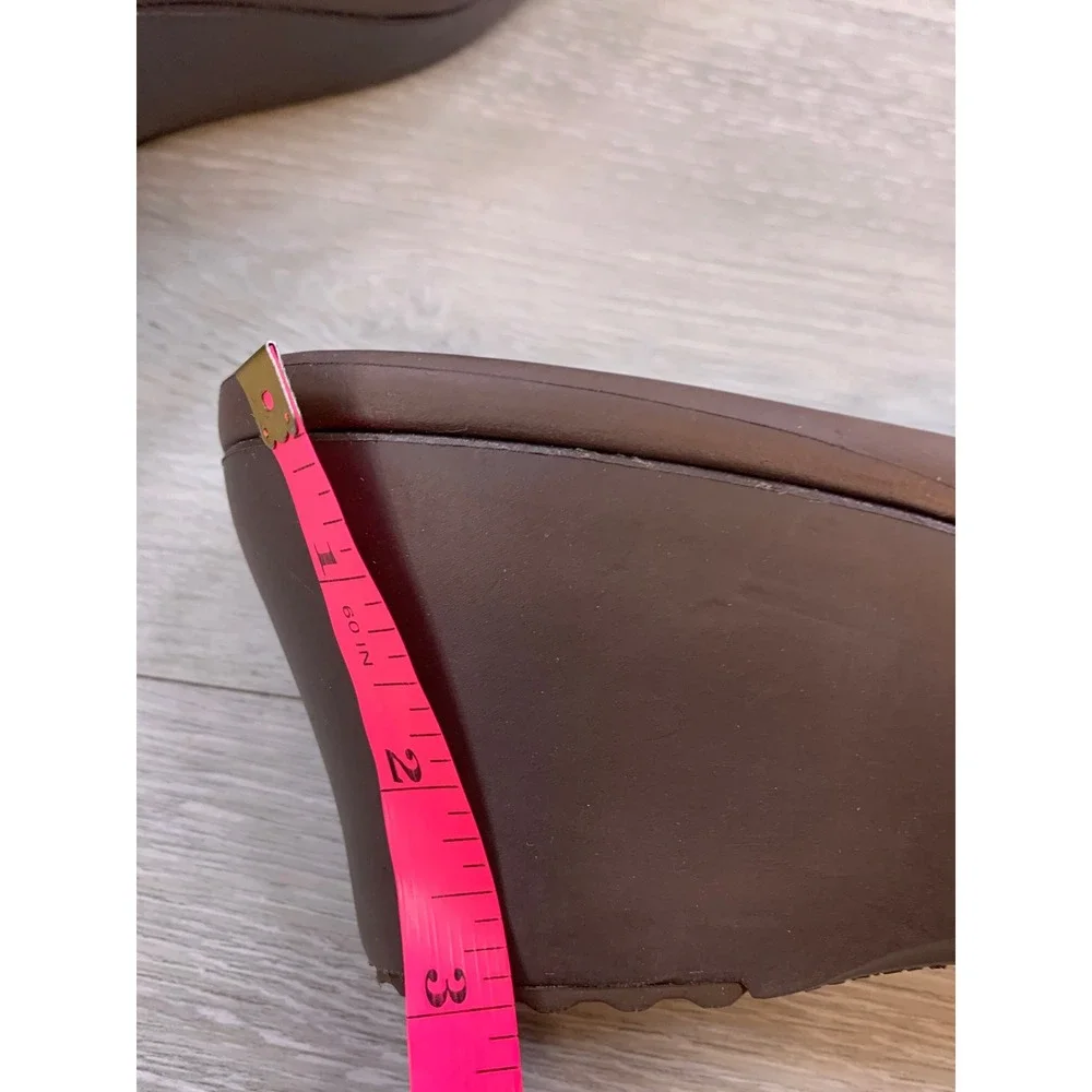 Crocs Sassari Wedge Sandals Women's 9 Espresso Brown Slide Heels Comfort Shoes